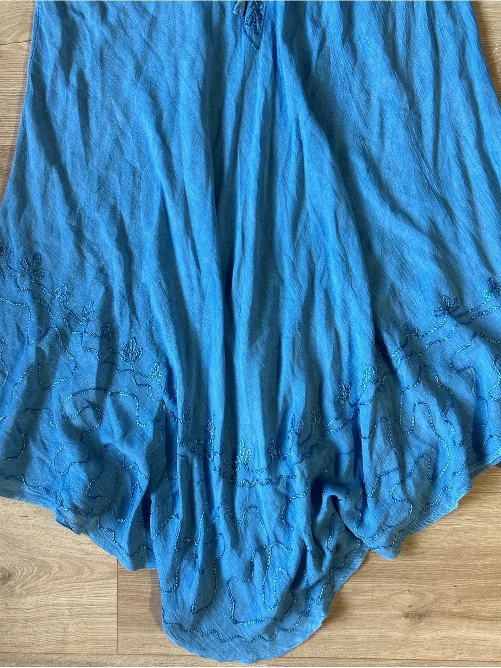 Jessica Taylor Blue Embroidered Lace-Up Women's‎ Dress